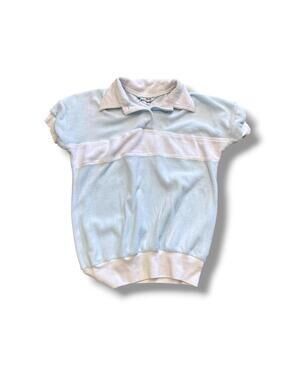 Vintage Baby Blue Collared Terrycloth Top